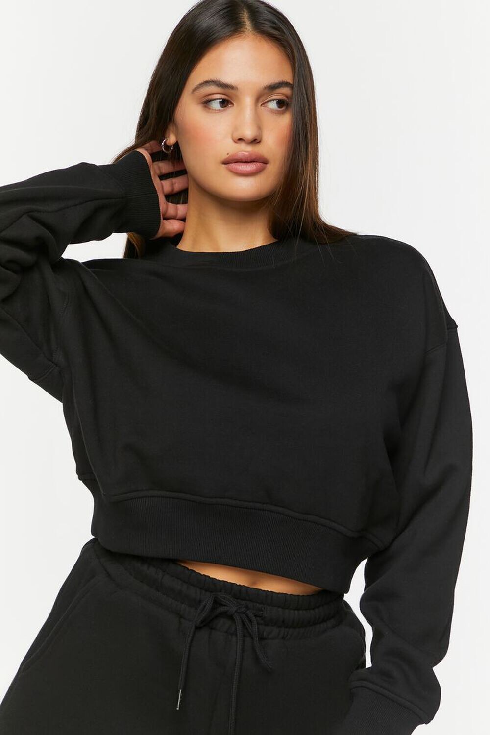 

Пуловер из френч-терри с круглым вырезом Forever 21, черный