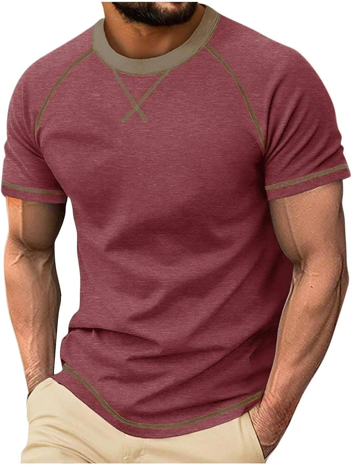 

Футболка для мужчин Cotton Short Sleeve Tee Shirt Casual Crewneck Reverse Seam