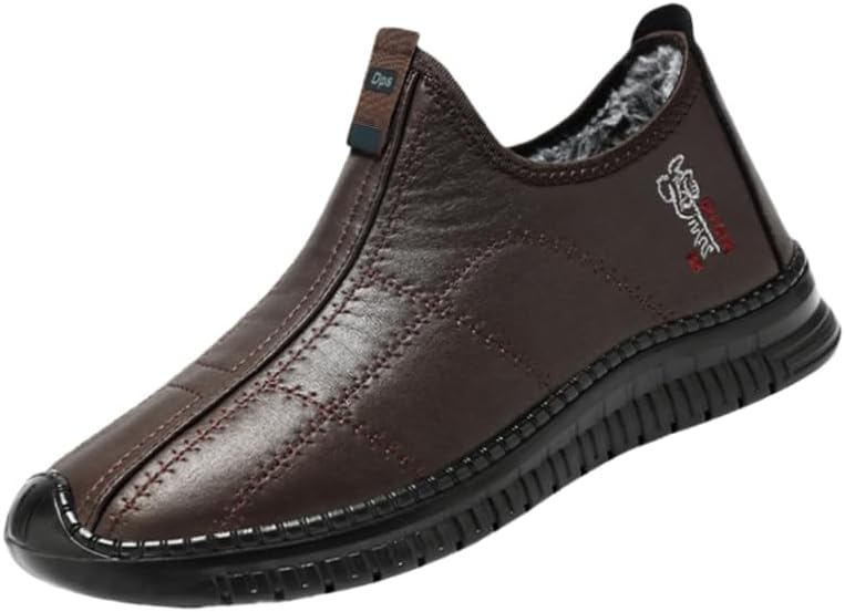 

Мужские теплые хлопковые туфли SPKFHD - большие размеры, низкий вырез, удобная повседневная обувь - подходит для осени и зимы или для работы, коричневый