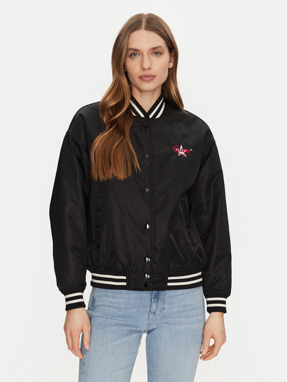 

Куртка-Бомбер стандартный крой W5RL43 WHAA2 Guess Jeans, черный