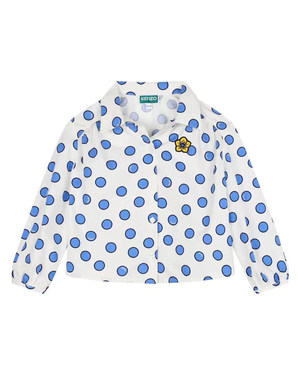 

Хлопковая блузка с принтом для девочки Kenzo Kids, белый