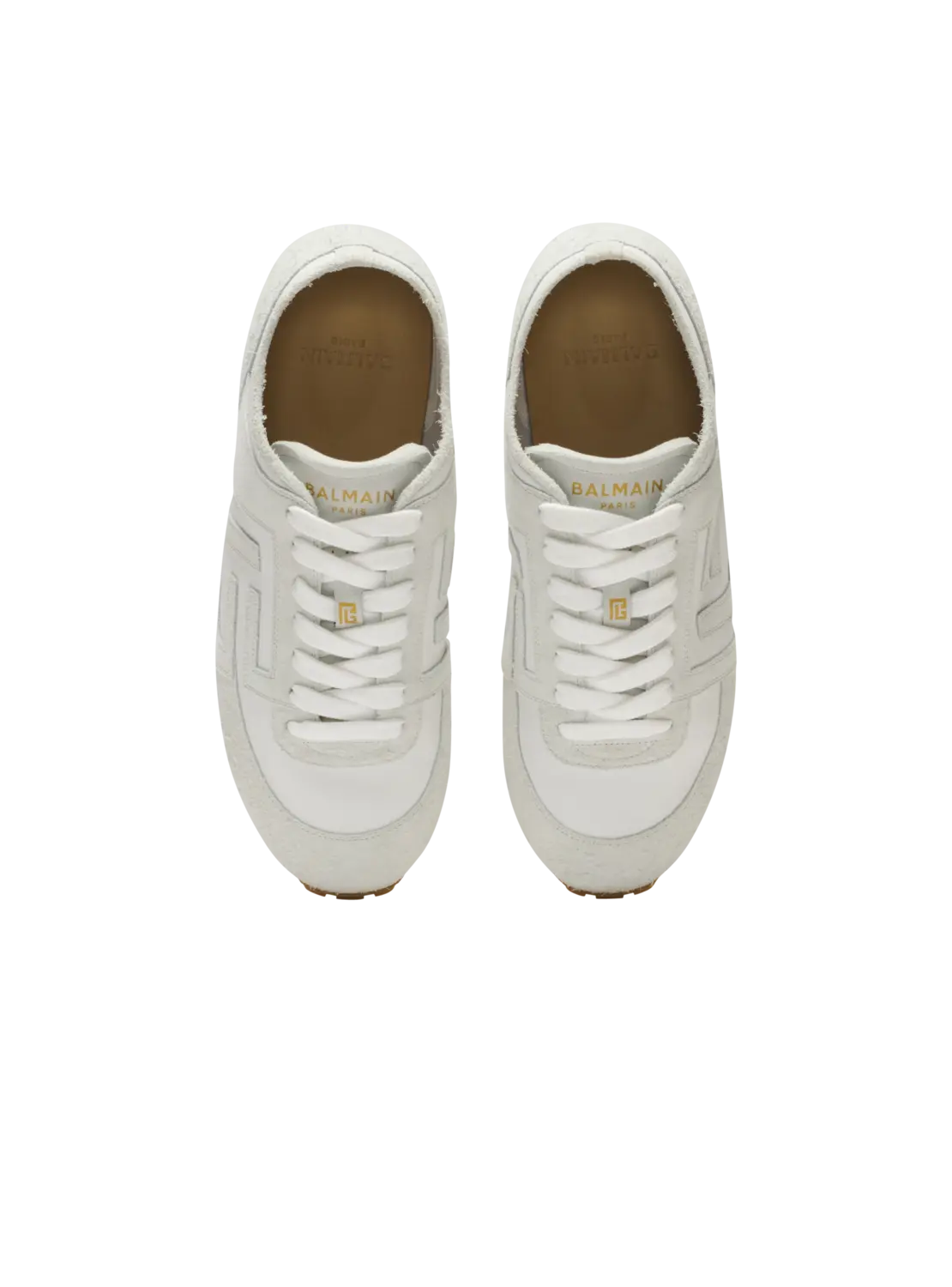 Кроссовки Racer 45 из овечьей кожи и замши Balmain, белый — фото 3