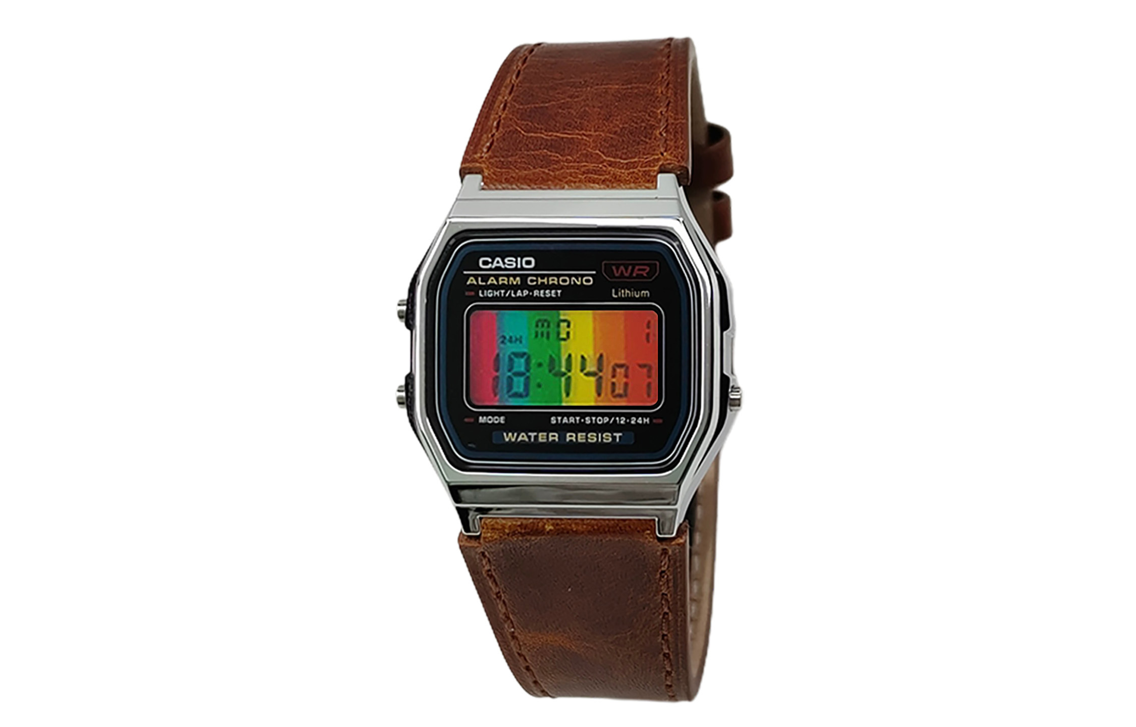 

CASIO Мужские часы Retrofit Series с кварцевым механизмом и ремешком из натуральной кожи, черный циферблат