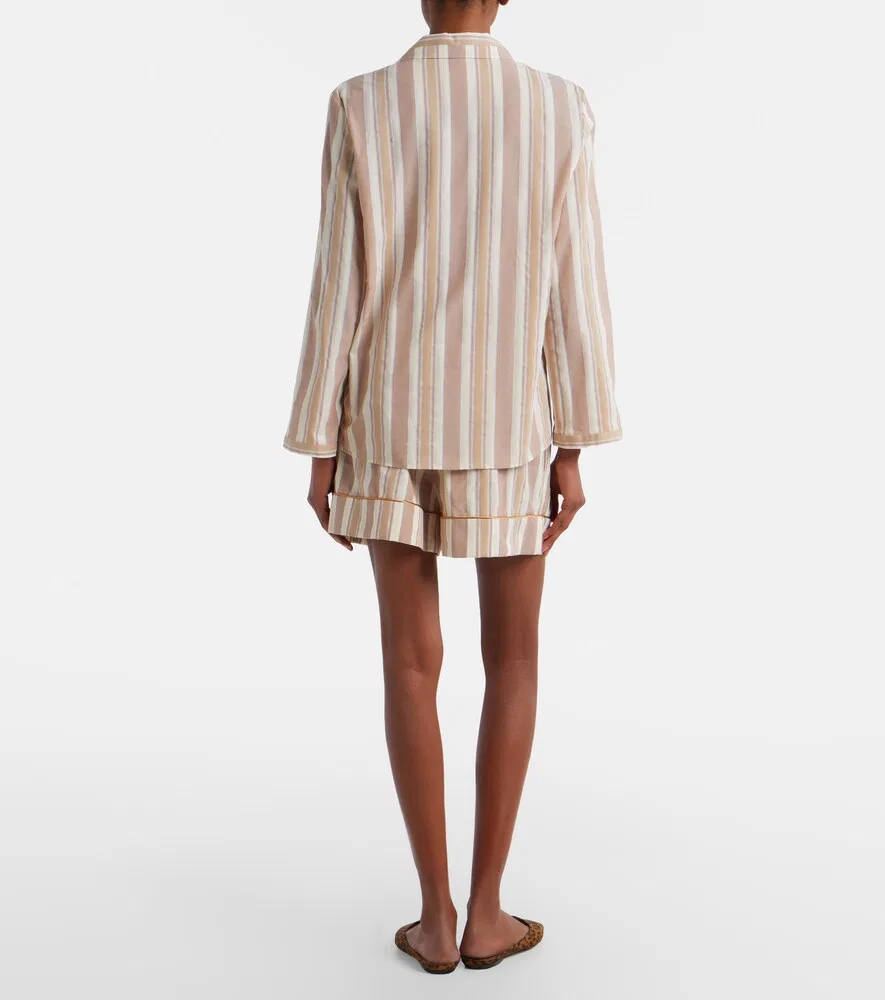 Полосатые хлопковые шорты Saint Laurent, бежевый — фото 3
