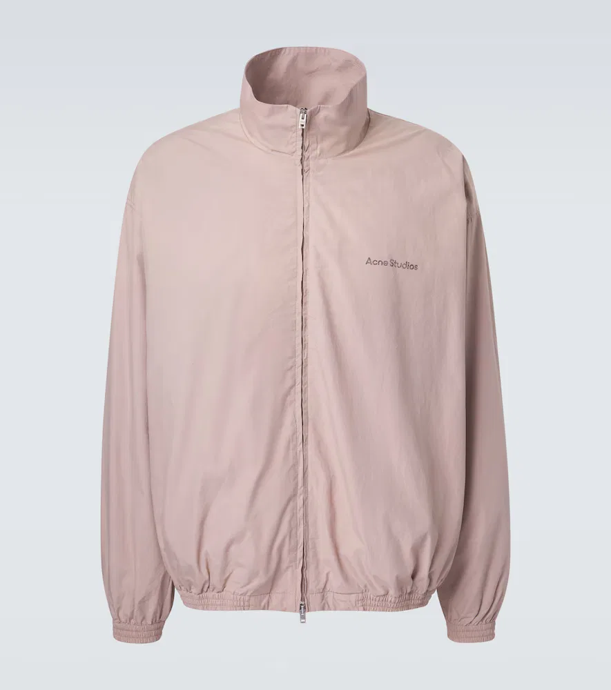 Блузка из хлопкового поплина с логотипом Acne Studios, бежевый