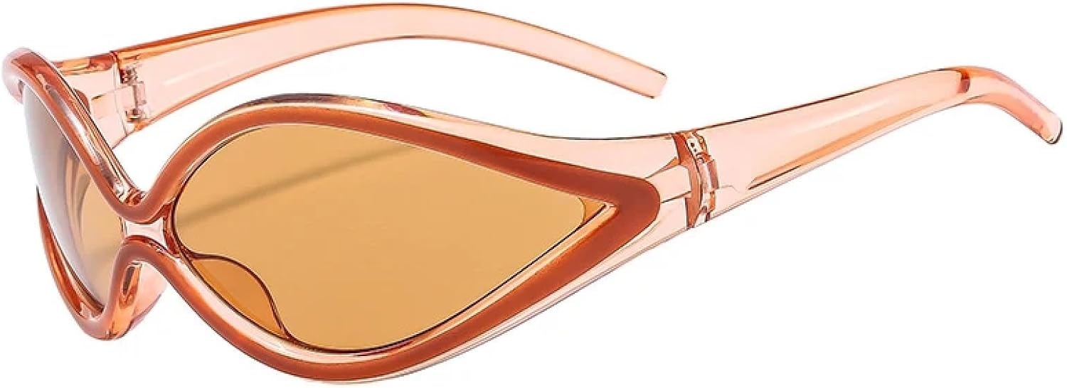 

Модные панк-очки «кошачий глаз» в стиле хип-хоп для женщин и мужчин, роскошные спортивные солнцезащитные очки для активного отдыха с защитой от УФ-излучения UV400 TKKTLLT, Champagne Tea