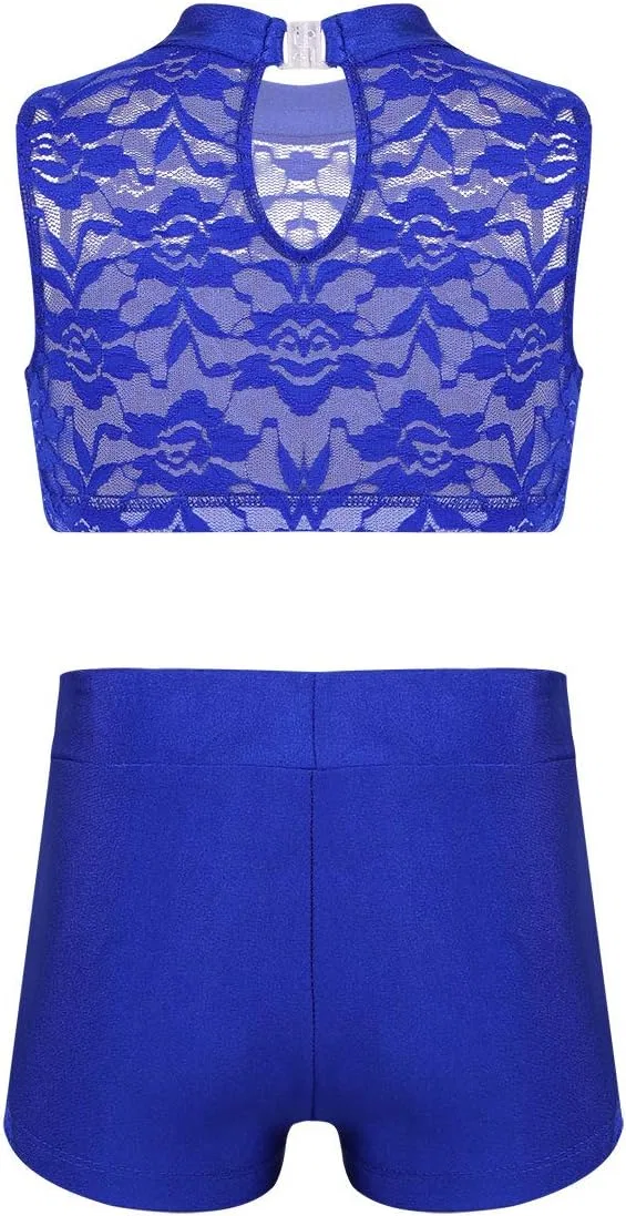 Детский спортивный комплект для танцев YiZYiF майка и шорты, Zo Sleeveless Blue — фото 2