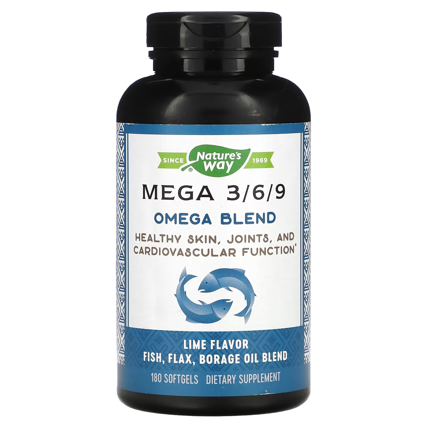 

Смесь омега Nature's Way Mega 3/6/9 лайм, 180 мягких таблеток