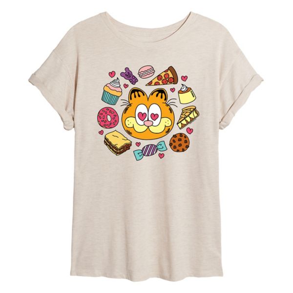 

Футболка Juniors Garfield Hearts с изображением еды большого размера Licensed Character, бежевый