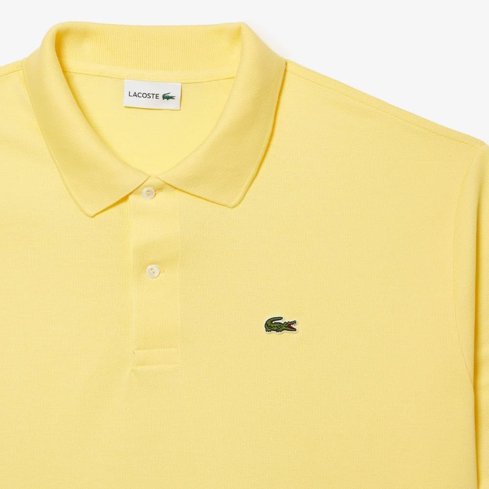 Поло Lacoste мужское удлиненное Petit pique, хлопок, желтый — фото 2