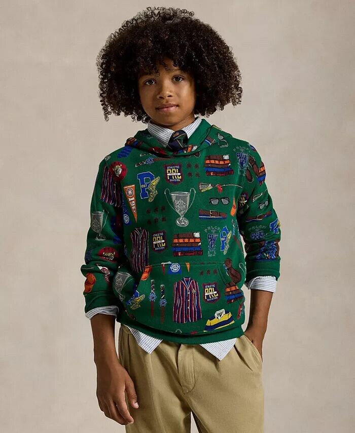 

Толстовка с капюшоном из флиса с графическим рисунком для мальчиков Big Boys Polo Ralph Lauren, мультиколор