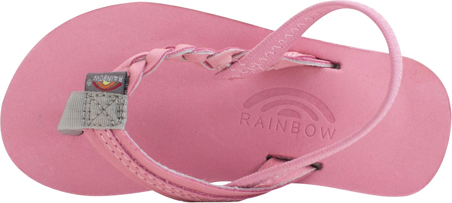 Детские сандалии Rainbow, один слой, премиум-кожа, плетеный ремешок Flirty Braidy Rainbow Sandals, розовый/серый — фото 3