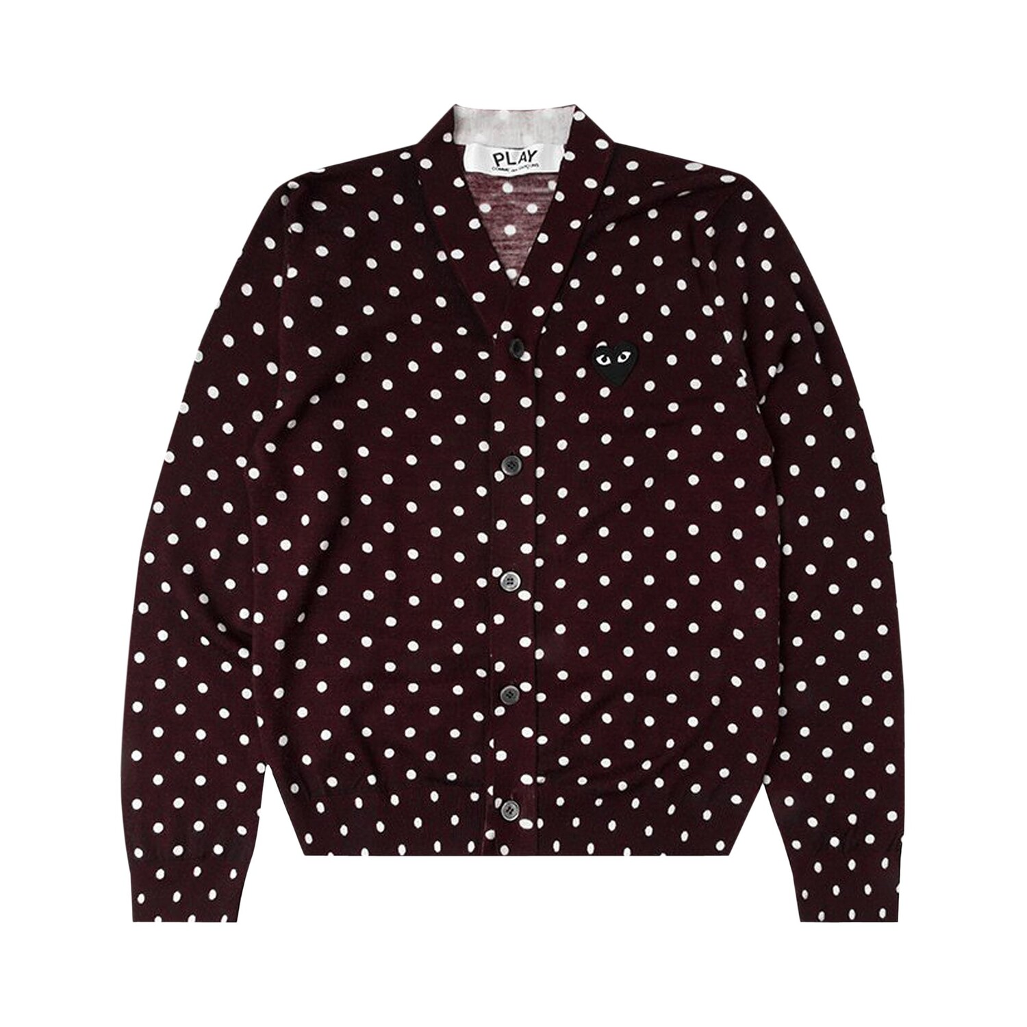 

Кардиган Comme des Garçons PLAY в горошек, черное сердце, бордовый, Черный, Кардиган Comme des Garçons PLAY в горошек, черное сердце, бордовый