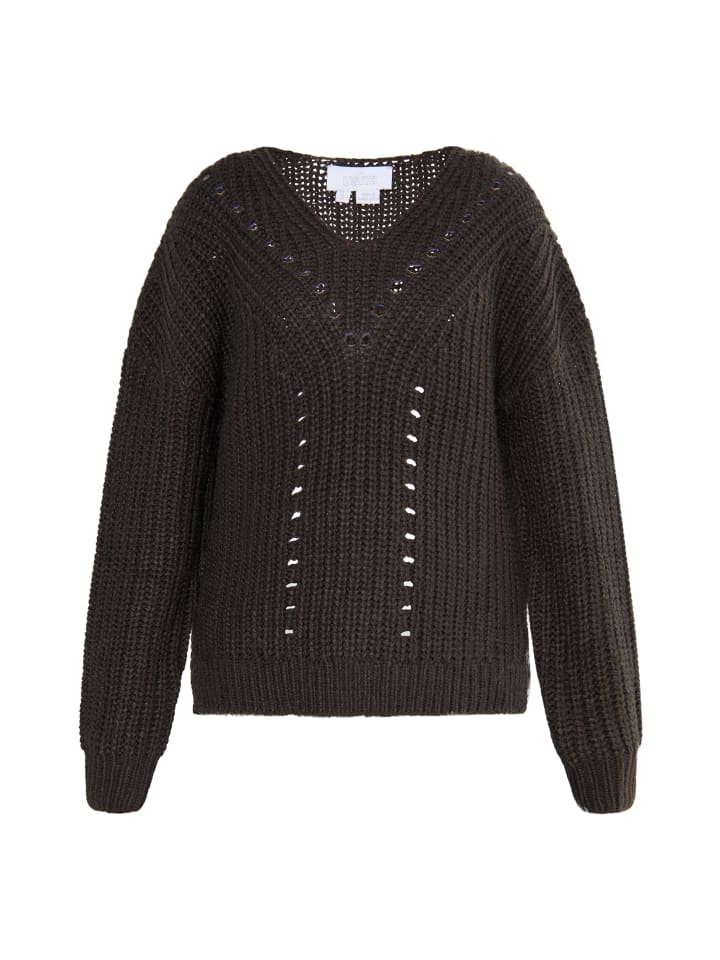 

Женский вязаный свитер темно-коричневого цвета usha WHITE LABEL