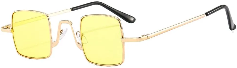 

Винтажные квадратные солнцезащитные очки для женщин и мужчин, ретро-очки с зеркальными линзами, женская металлическая оправа, модные, конфетного цвета MTZJH, Yellow