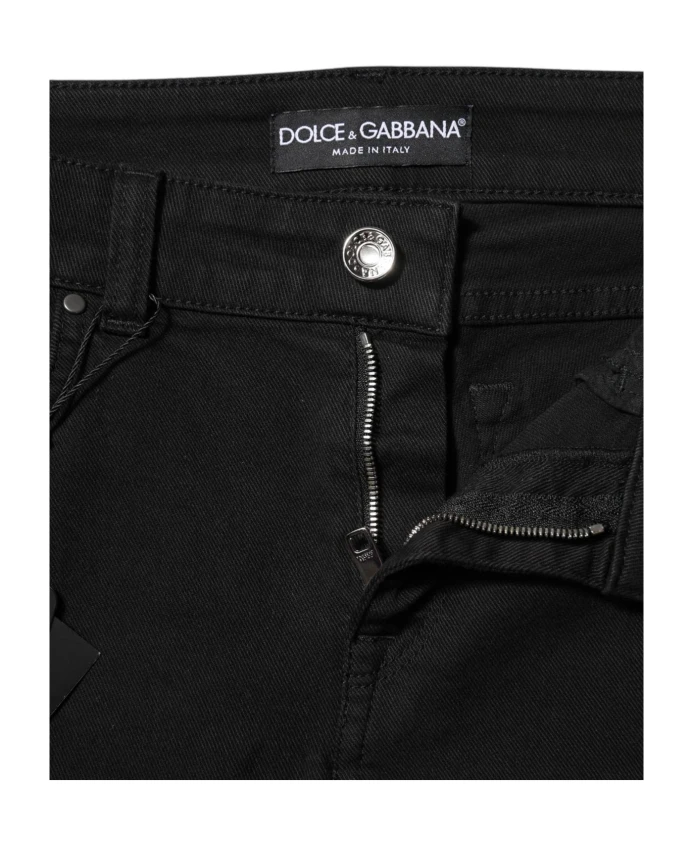 Черные узкие джинсы с логотипом Dolce & Gabbana, черный — фото 3