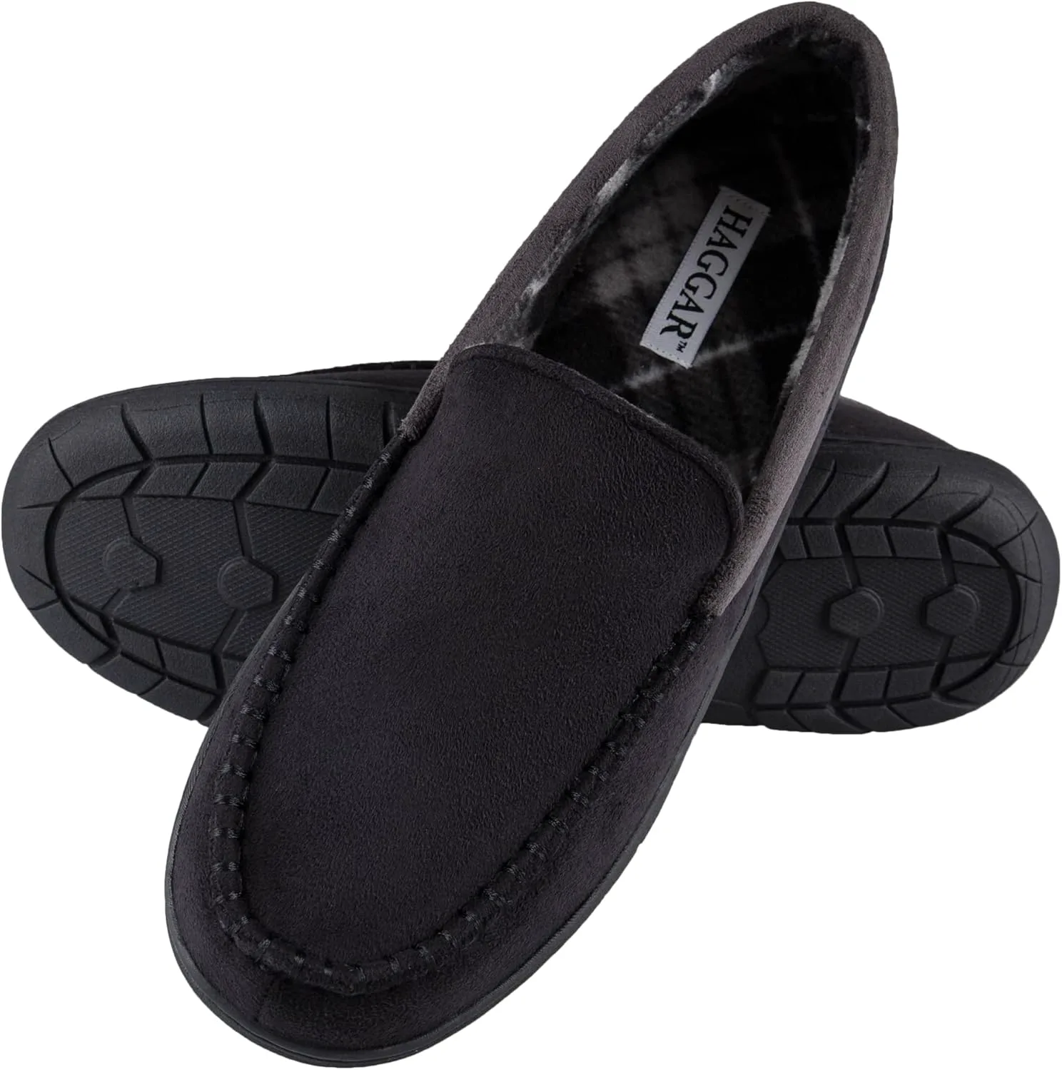 Мужские домашние тапочки Haggar Venetian Slipper для дома и улицы с комфортом из пены с эффектом памяти, черный — фото 3