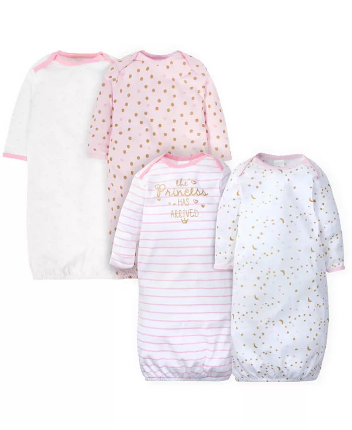 

Комплект из 4 платьев для девочек, Golden Floral, 0-6 месяцев Gerber, розовый