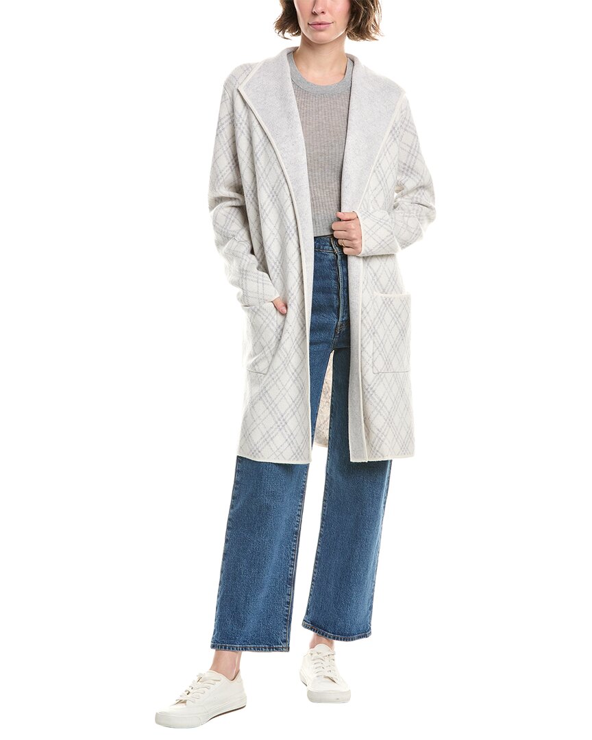 

Форте Кашемир Косой Клетчатый Кашемировый Кардиган Forte Cashmere, белый