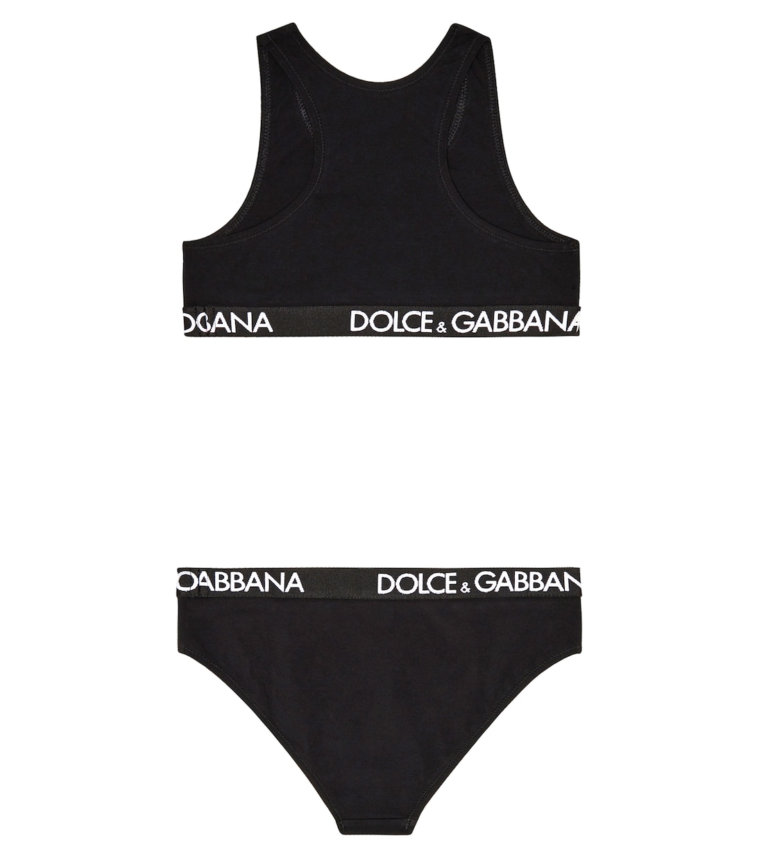 Комплект нижнего белья из хлопковой смеси с логотипом Dolce&Gabbana Kids, черный — фото 3