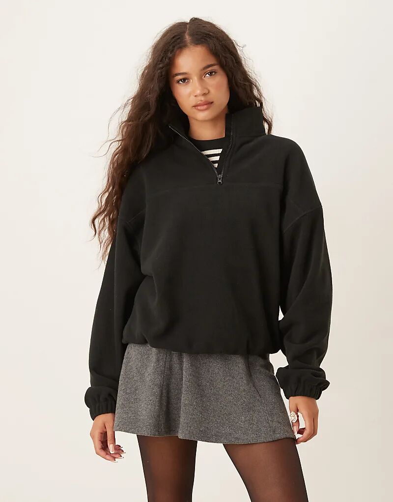

Флисовая кофта ASOS DESIGN черного цвета с застежкой-молнией на половину длины