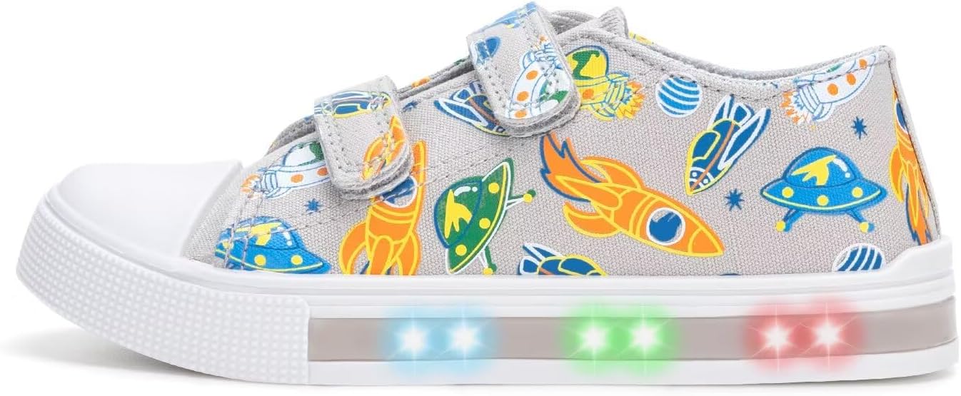 

Кроссовки EUXTERPA для малышей с подсветкой, повседневные детские тканевые обувь с регулируемым ремешком для девочек и мальчиков, серый