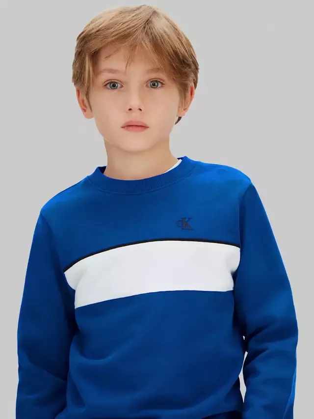 Детская хлопковая толстовка с цветными блоками, цвет Адмирал Блю Calvin Klein — фото 4