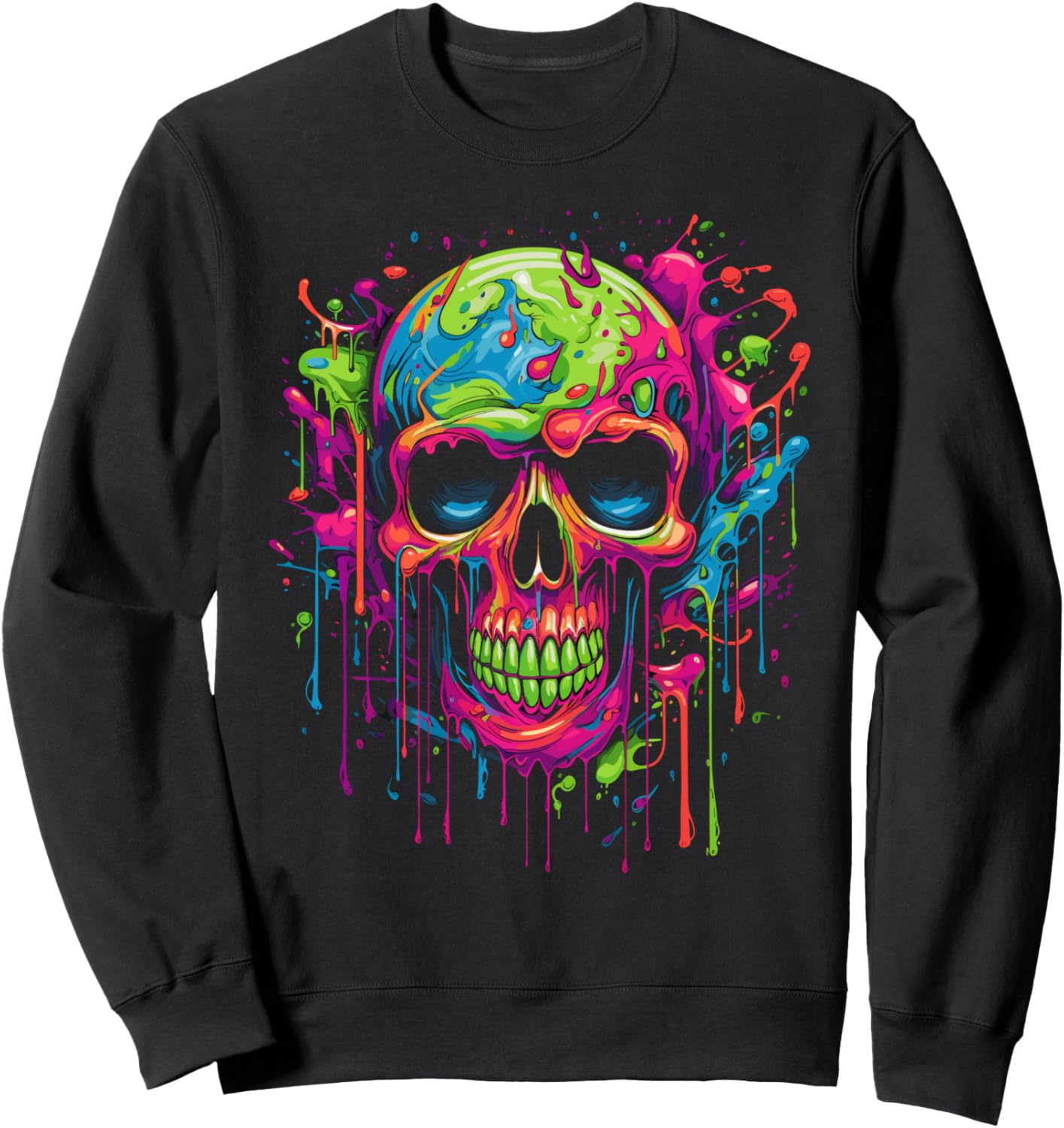 

Толстовка Skull Invader Colorful Skull Paint Splash Trippy Skeleton v1 Am Skull Invader, черный