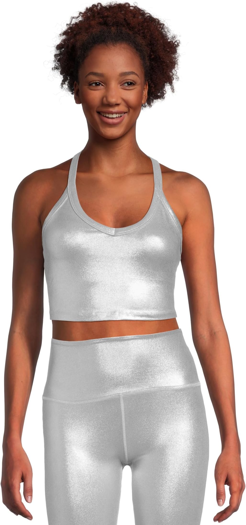 

Топ Beyond Yoga On The Up Cropped Tank, цвет Liquid Silver