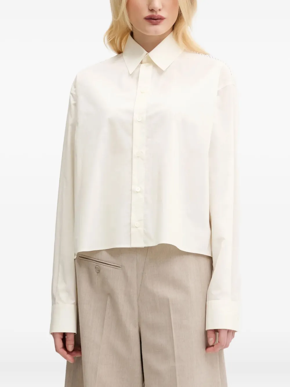 

Рубашка со вставками в полоску MM6 Maison Margiela, белый