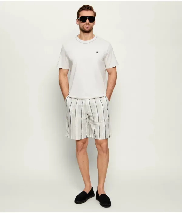 Льняные шорты-чиносы_ST_ straight fit Boss Orange, бежевый — фото 2