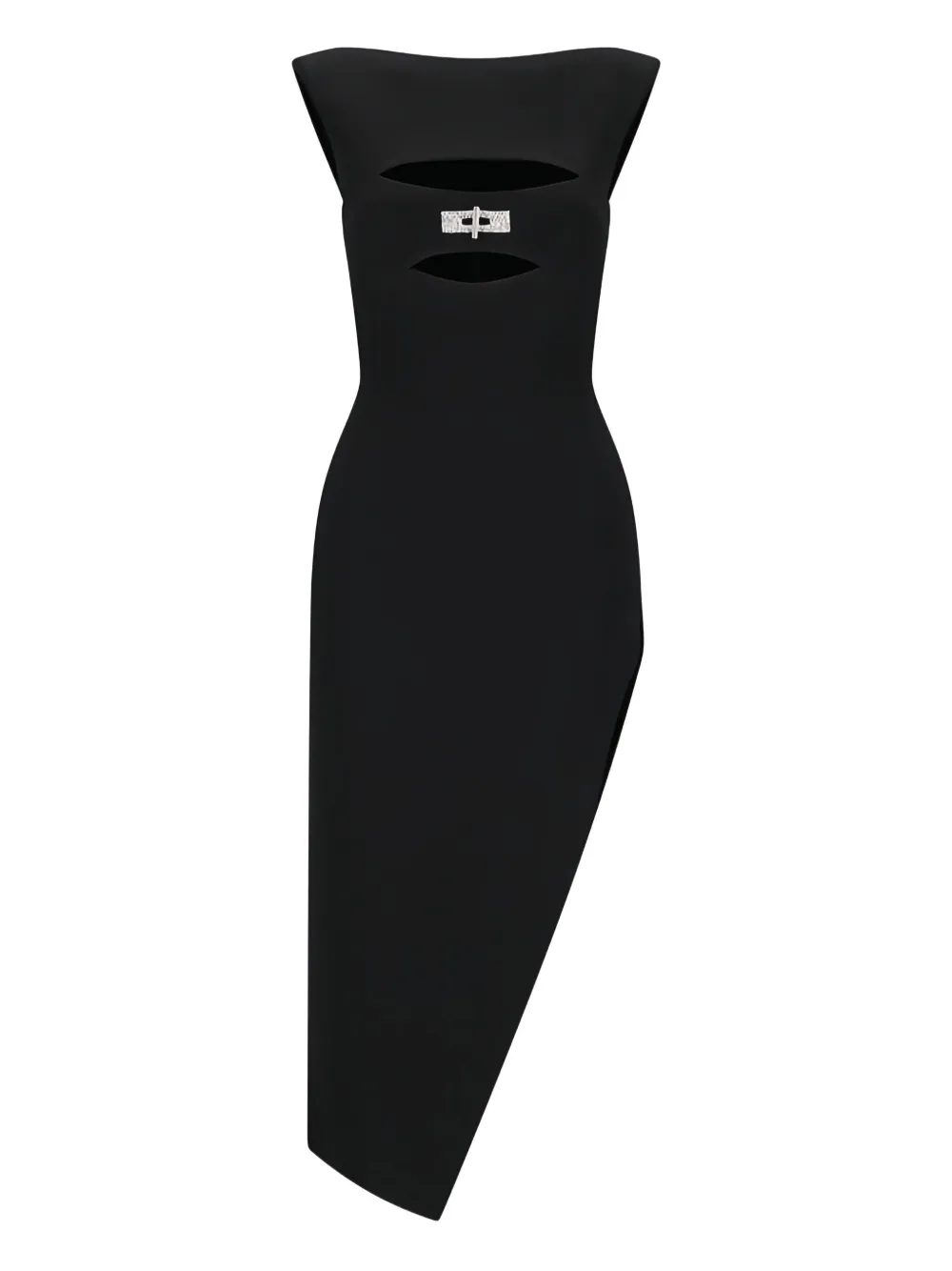 

Платье с вырезами и пряжкой, украшенной кристаллами David Koma, черный