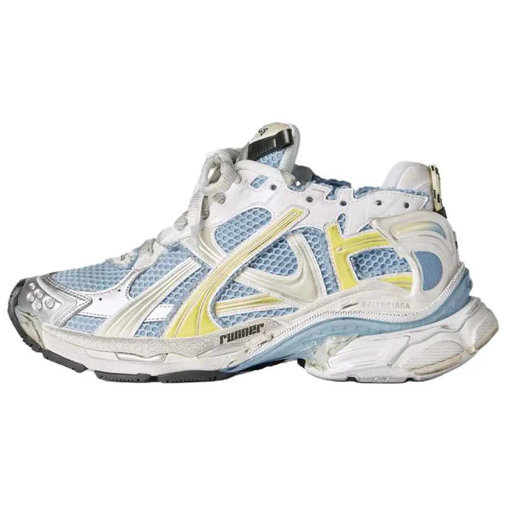Balenciaga Женские низкие кроссовки Runner Low top Chunky Sneakers белого и синего цвета