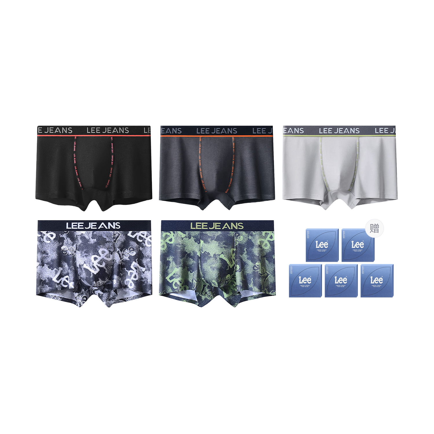 

Боксеры мужские Brilliant Underpants 5 штук Lee, светло-серый