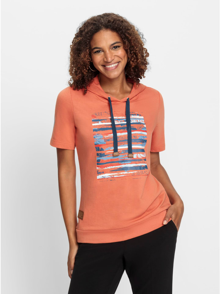 

Толстовка с принтом цвета папайи и темно-синим цветом WITT WEIDEN, Синий, Толстовка с принтом цвета папайи и темно-синим цветом WITT WEIDEN