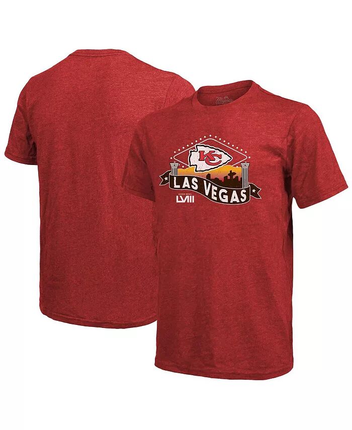 

Мужская футболка Threads Red Kansas City Chiefs Super Bowl LVIII Tri-Blend Majestic