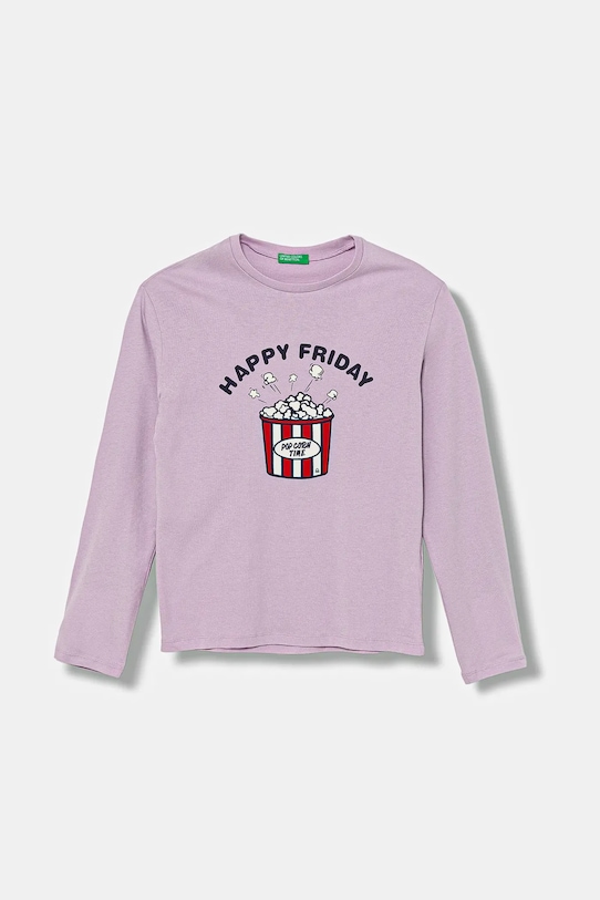 

Детская хлопковая кофта с длинным рукавом United Colors Of Benetton, фиолетовый