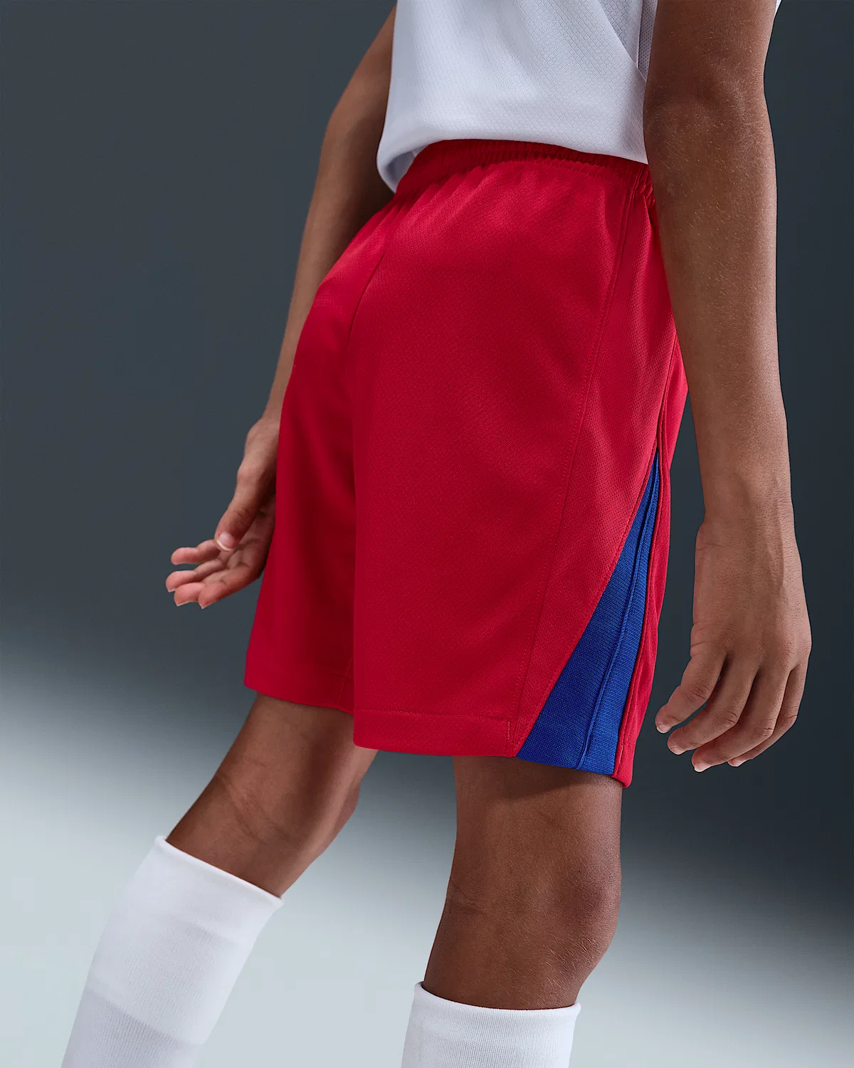 Большие детские шорты Nike Dri-FIT Total 90 Soccer Replica PSG 2025/26 Stadium Third, Global Red/Hyper Royal — фото 3