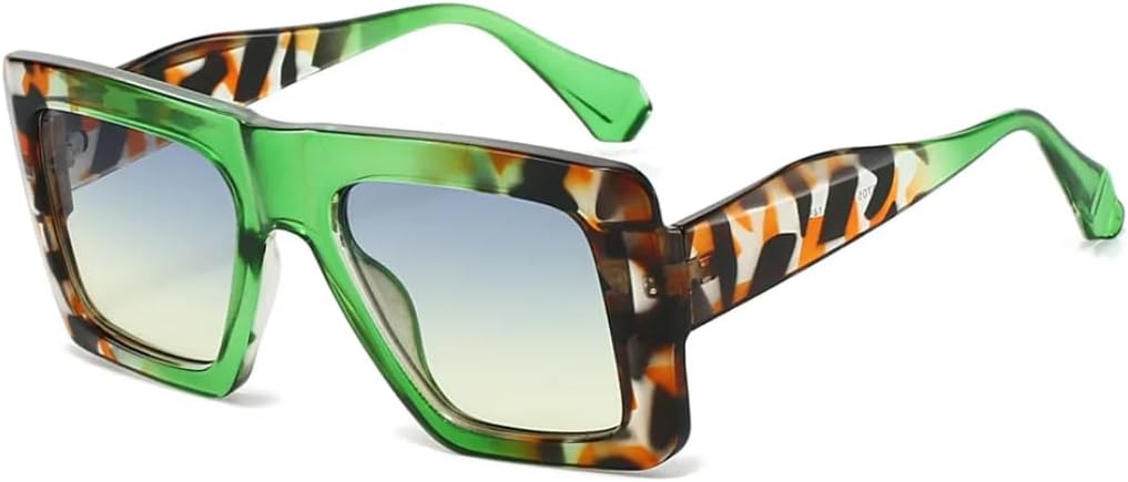 

Солнцезащитные очки для мужчин и женщин - защита UV400 - большая оправа с градиентными линзами леопардового принта для занятий спортом на открытом воздухе и вождения DSVIGF, Green Hawksbill