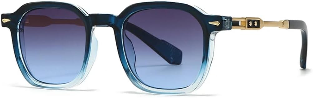 

Мужские солнцезащитные очки квадратной формы в стиле ретро с градиентным переходом цвета, защита от УФ-излучения UV400, женские очки с заклепками UATXTAU, Blue Grey Blue