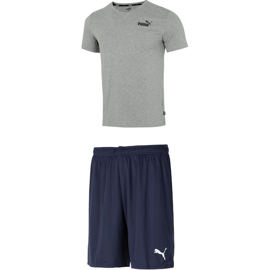 

Повседневная спортивная мужская серая майка + темно-синие шорты Puma, серый