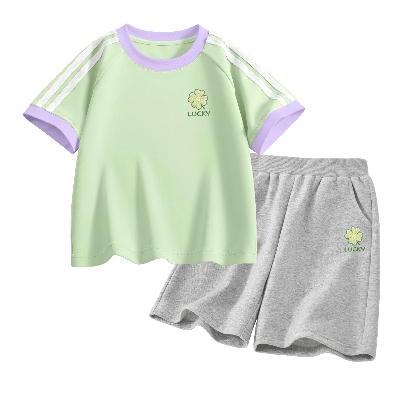 Детский спортивный костюм Casual Sportswear 2 Piece Set Disney, Di Four-Leaf K Milk Green+Di Four-Leaf K Gray