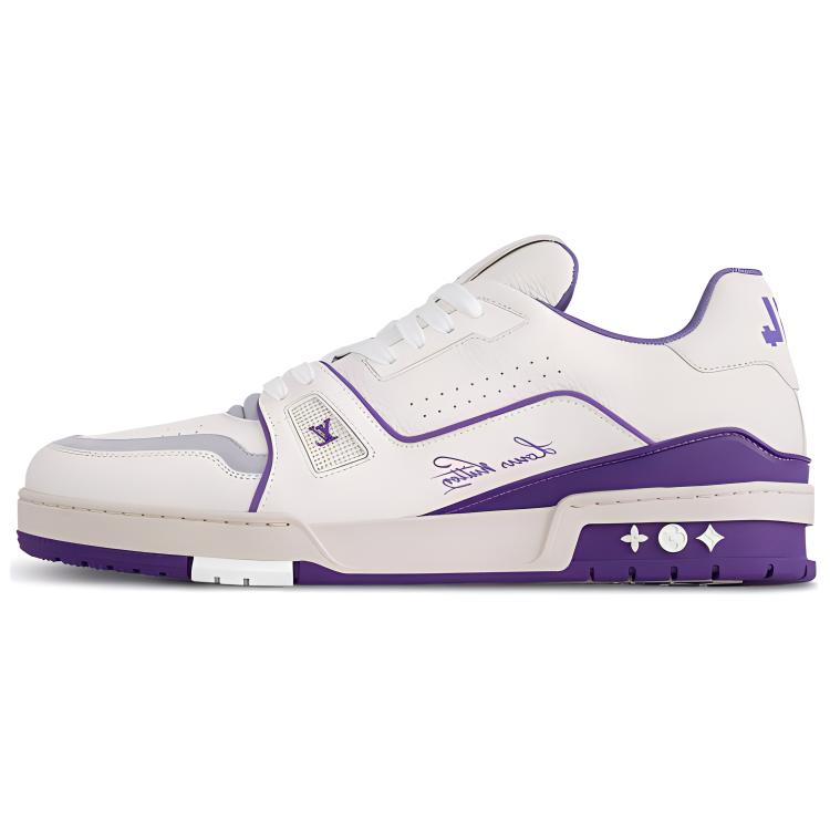 

LOUIS VUITTON Кроссовки для скейтбординга Trainer Low Top, мужские, белые, фиолетовые
