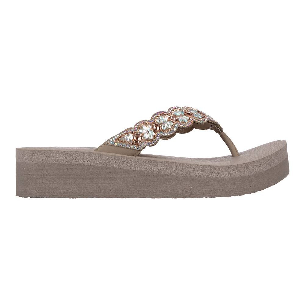 Женские сандалии Skechers Cali Vinyasa Happy Spring на танкетке с ремешками, цвет Taupe — фото 2