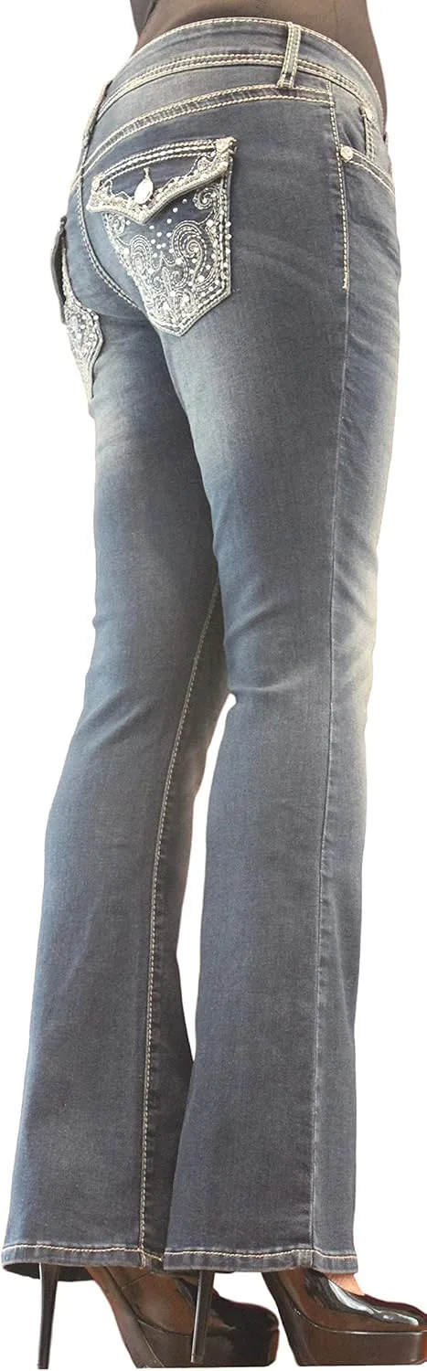 

Джинсы Project Indigo Missy с кристаллами, темный камень, boot cut