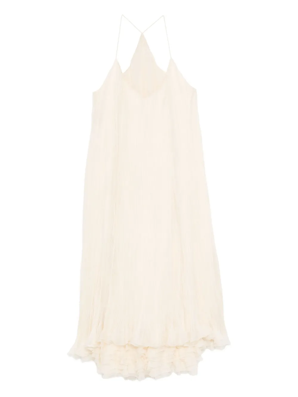

Платье из плиссированного шелка с оборками Alberta Ferretti, нейтральный