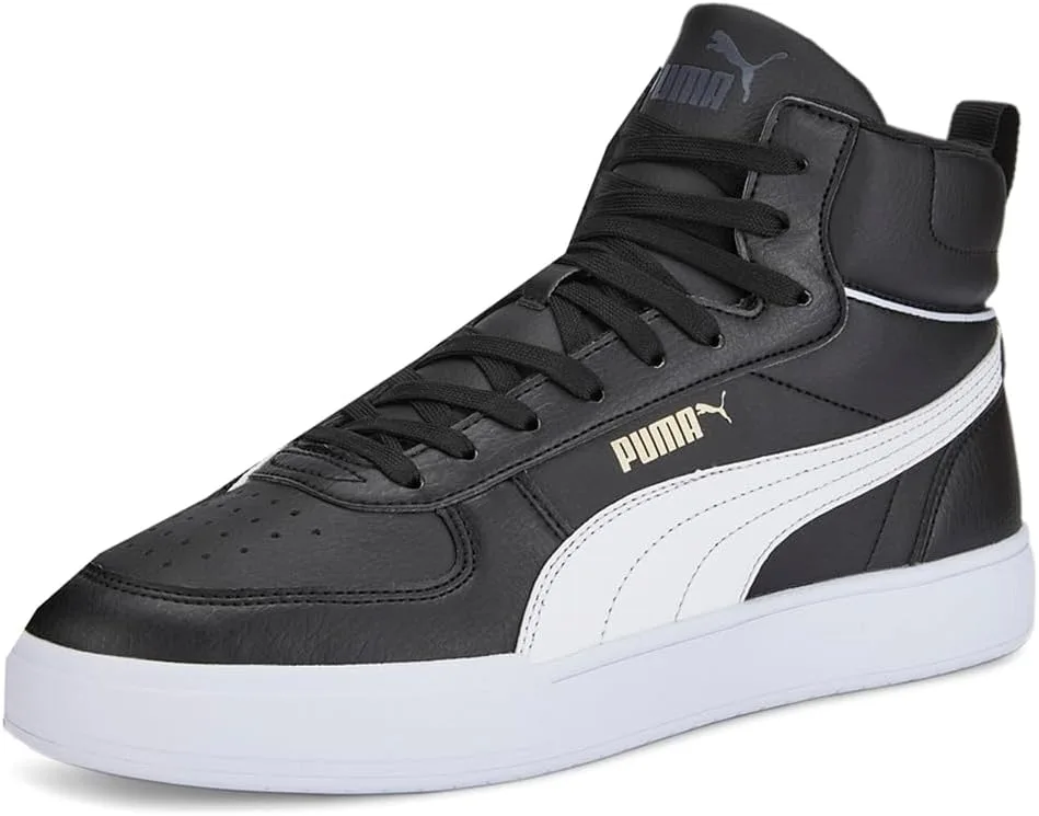 Кроссовки PUMA Caven Mid Leather, белый/черный/золотой — фото 2