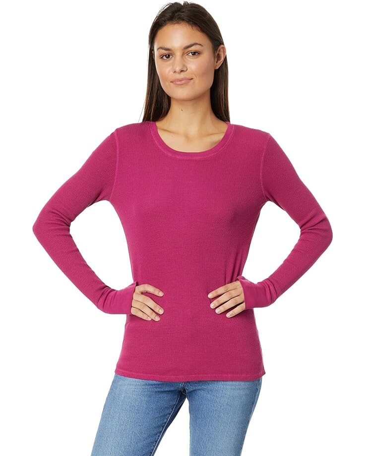 

Футболка Mod-o-doc Washed Cotton Modal Thermal Long Sleeve Crew Neck, цвет Berry Rose