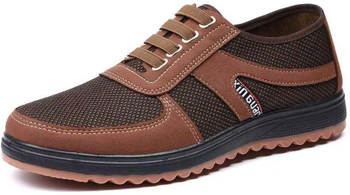 

Мужские кроссовки с круглым носком, противоскользящая, прочная и дышащая повседневная обувь из сетчатой ткани и холста, подходящая для повседневного использования и ношения в деловых условиях Hoalox, Camel