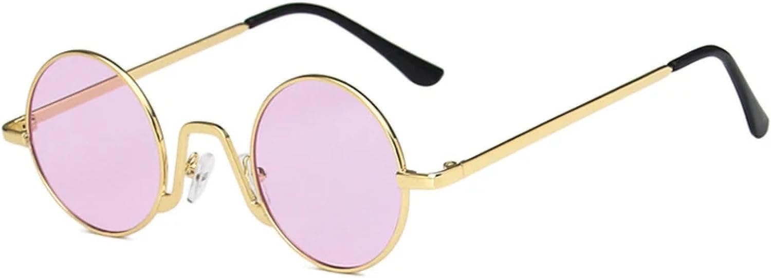 

Солнцезащитные очки с защитой от УФ-излучения UV400 | Маленькие круглые, в стиле панк, металлические, черные | Для женщин и мужчин, для занятий спортом на открытом воздухе и вождения DSVIGF, Gold-purple